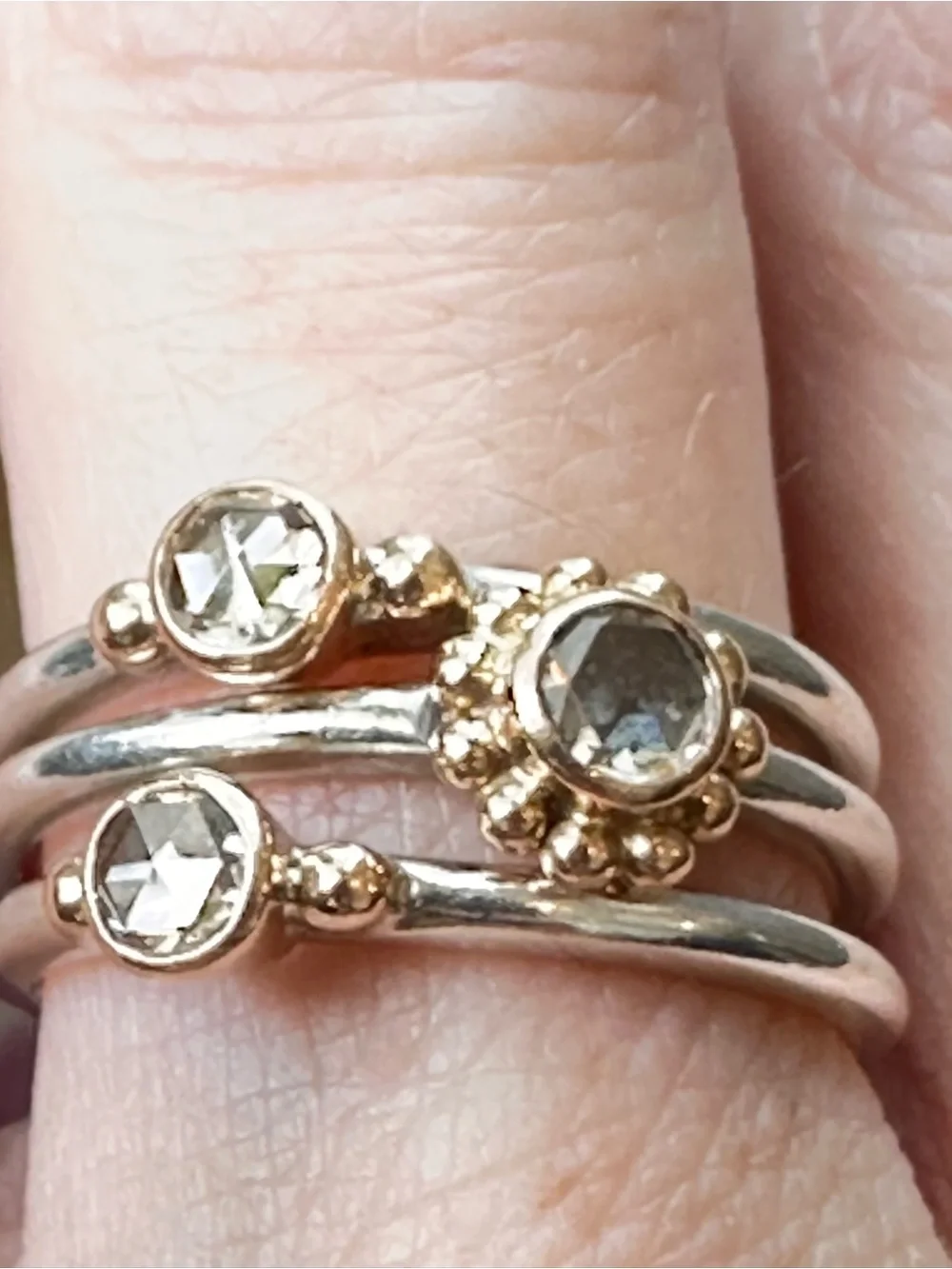 Kate Maller - Rose Cut Diamond Staking Ring | Sterling Silver and 14K | 4.5
